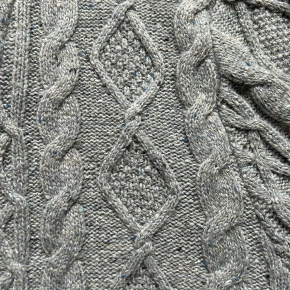 Cotton Blend Grey Cable Knit Grandpa Cardigan with Pockets (size M) - Picture 5 of 7